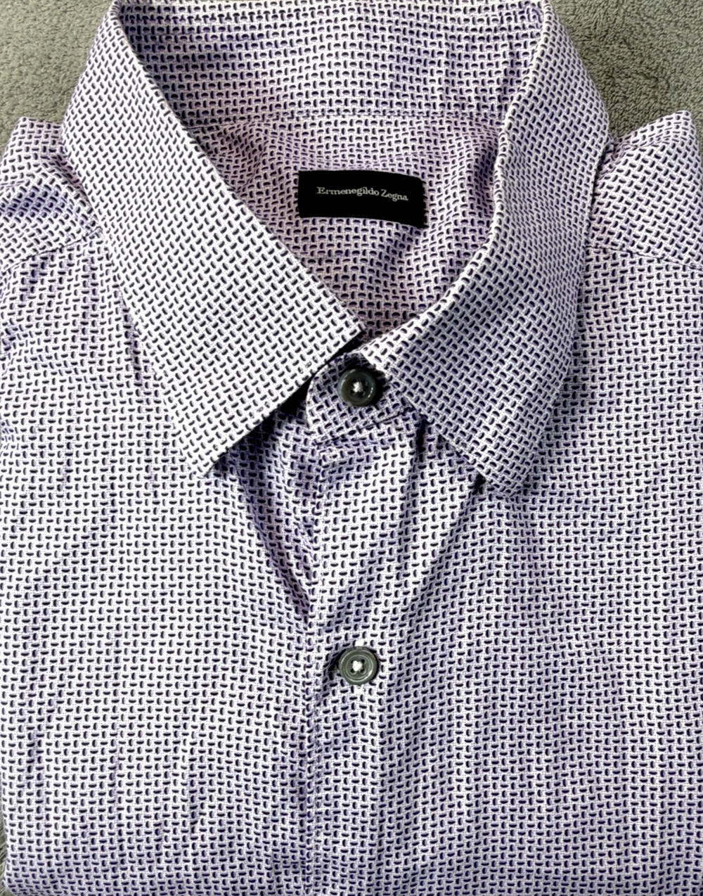 Ermenegildo Zegna Lightweight Button Up Shirt Men's Purple Geometric 2XL